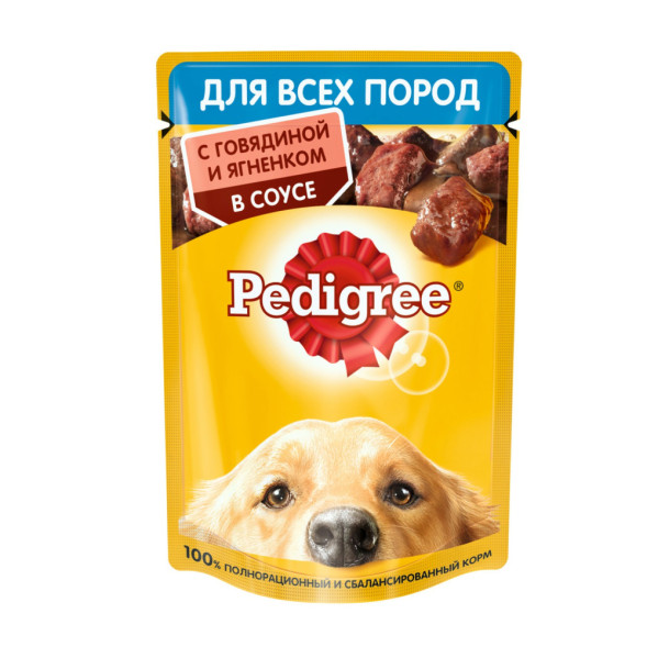Pedigree влажный корм для взрослых собак с говядиной и ягненком, в паучах - 85 г х 28 шт
