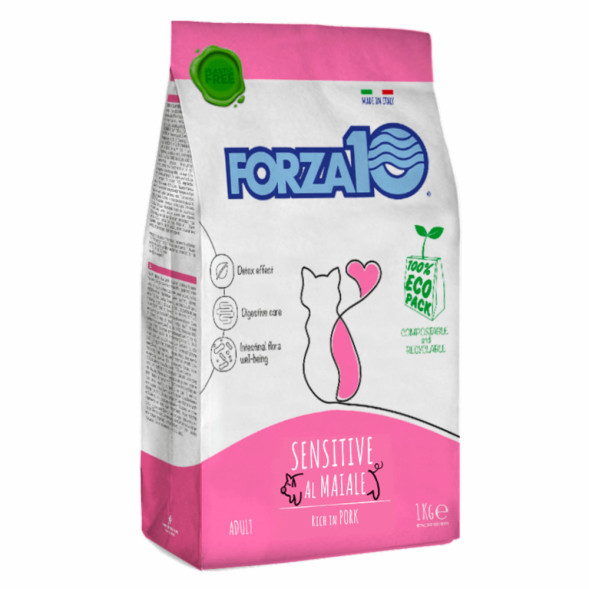 Forza10 Cat Maintenance Sensitive Maiale сухой корм для взрослых кошек с чувствительным пищеварением со свининой - 1 кг