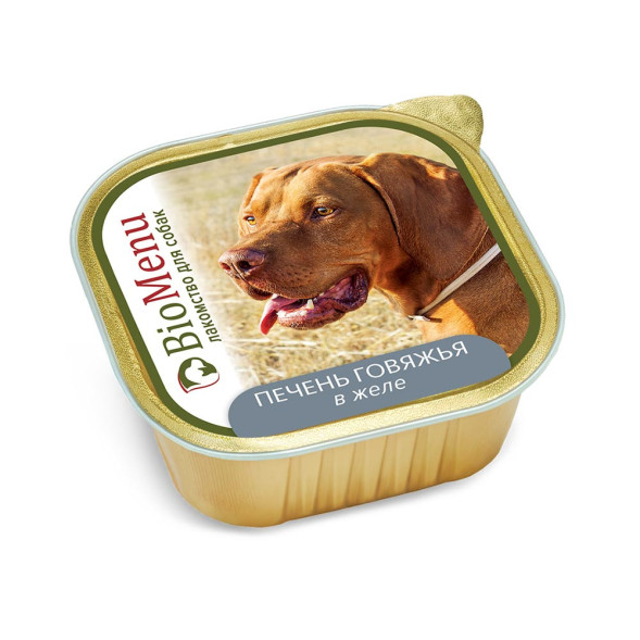 BioMenu Лакомство влажный корм для взрослых собак, печень говяжья в желе, в ламистерах  - 300 г х 10 шт