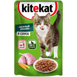 Kitekat «Нежный кролик» влажный корм для взрослых кошек со вкусом кролика в соусе, в паучах - 85 г х 28 шт