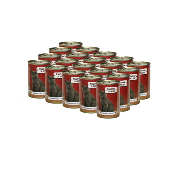 Кошачье счастье влажный корм для котят с говядиной, в консервах - 410 г х 20 шт