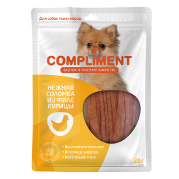 Compliment лакомство для собак мини-пород Нежная соломка из филе курицы - 20 г