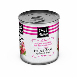 Dog`s Menu влажный корм для взрослых собак с индейкой кусочки в соусе в консервах - 750 г х 9 шт