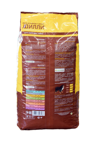 Дилли сухой корм для взрослых собак рагу из курицы с рисом - 16 кг