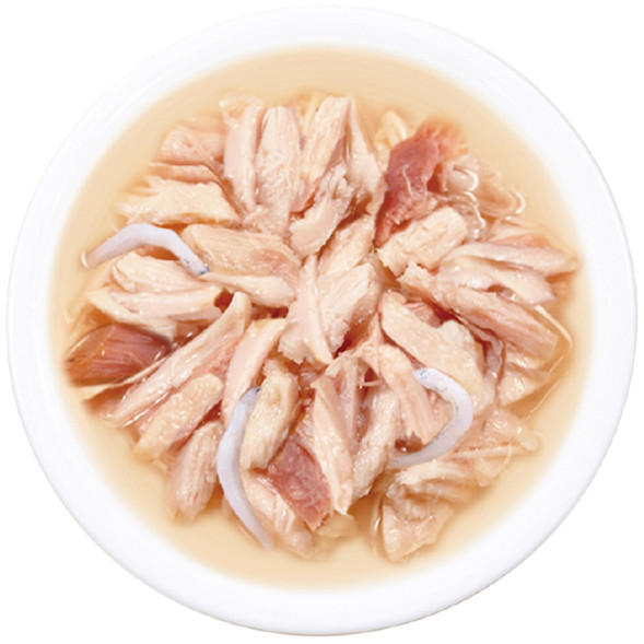 Inaba Ciao Toromi консервы для взрослых кошек с куриным филе, тунцом кацуо и мальками ширасу, в бульоне - 80 г х 24 шт