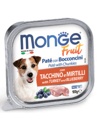 Monge Dog Fruit влажный корм для взрослых собак с индейкой и черникой в ламистере 100 г (32 шт в уп)