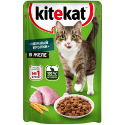 Kitekat «Нежный кролик» влажный корм для взрослых кошек со вкусом кролика в желе, в паучах - 85 г х 28 шт