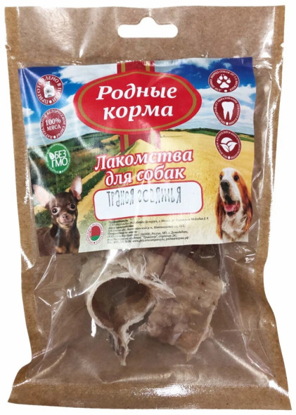 Родные Корма лакомство для собак мелких пород трахея говяжья колечками, сушеная в дровяной печи - 35 г