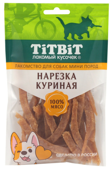 TiTBiT лакомство для собак мелких пород Нарезка куриная - 70 г
