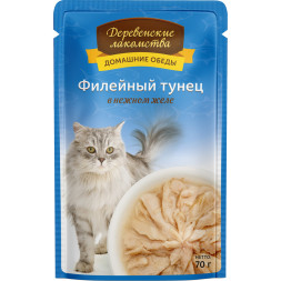 Деревенские лакомства влажный корм для кошек с тунцом в желе - 70 г х 12 шт