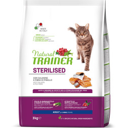 Trainer Natural Adult Sterilised Salmon сухой корм для взрослых кастрированных кошек с лососем - 3 кг