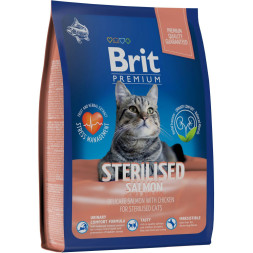 Brit Premium Cat Sterilised сухой корм для взрослых стерилизованных кошек с лососем и курицей - 400 г