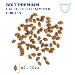 Brit Premium Cat Sterilised сухой корм для взрослых стерилизованных кошек с лососем и курицей - 400 г
