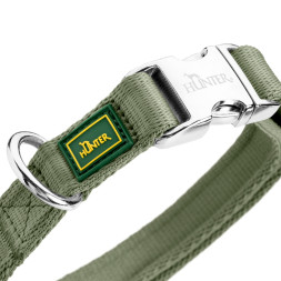 Hunter ALU-Strong Inari M ошейник для собак, 40-55 см, нейлон, с металлической застежкой, оливковый