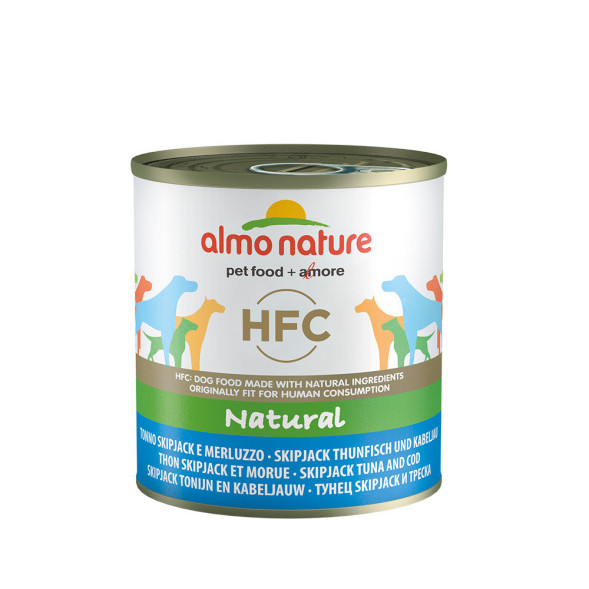 Almo Nature HFC Natural Skip Jack Tuna and Cod консервы для собак с полосатым тунцом в собственном бульоне - 290 г х 12 шт