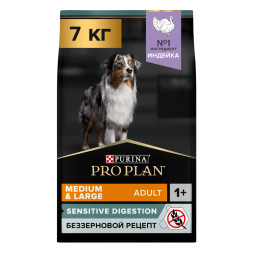 Purina Pro Plan Optidigest Grain Free сухой беззерновой корм для взрослых собак средних и крупных пород с чувствительным пищеварением с индейкой - 7 кг