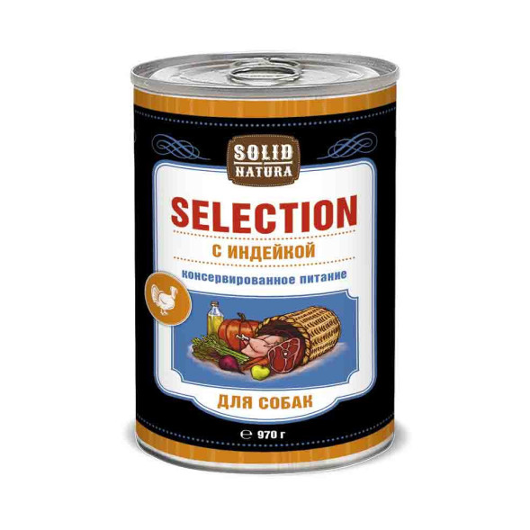 Solid Natura Selection Индейка влажный корм для собак в жестяной банке 970 г х 6 шт