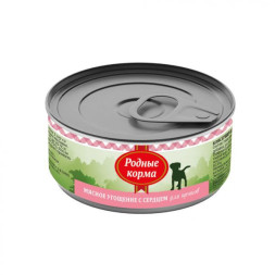 Родные корма Мясное угощение с Сердцем консервы для щенков - 100 г х 24 шт