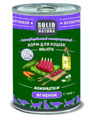 Solid Natura Holistic Ягнёнок влажный корм для кошек жестяная банка 0,34 кг (12 шт в уп)