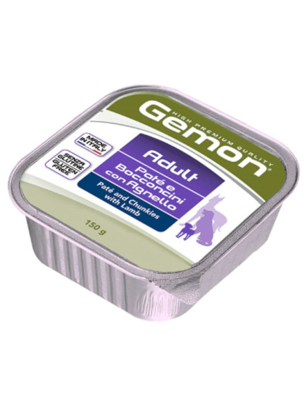 Gemon Dog влажный корм для взрослых собак с кусочками ягненка в ламистере - 150 г х 24 шт