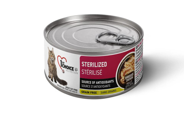 1st Choice Sterilized влажный корм для стерилизованных кошек с курицей и сардиной в консервах - 85 г х 24 шт