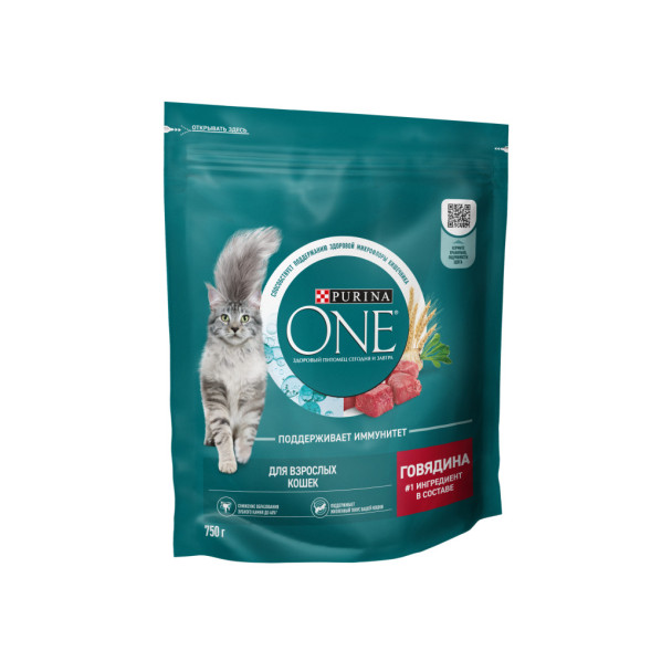 Purina One сухой корм для взрослых кошек с говядиной и пшеницей - 750 г