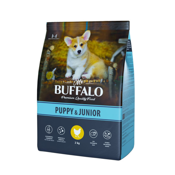 Mr.Buffalo Puppy &amp;amp; Junior полнорационный сухой корм для щенков и юниоров всех пород с курицей - 2 кг