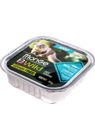 Monge Cat BWild Grain Free влажный беззерновой корм для взрослых кошек с треской и овощами в ламистерах 100 г (32 шт в уп)