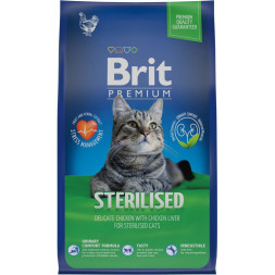 Brit Premium Cat Sterilised сухой корм для взрослых стерилизованных кошек с курицей - 800 г