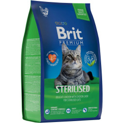 Brit Premium Cat Sterilised сухой корм для взрослых стерилизованных кошек с курицей - 800 г