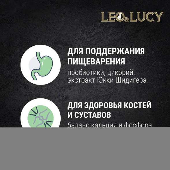 LEO&amp;amp;LUCY сухой холистик корм для взрослых собак всех пород с ягненком и яблоком - 1,6 кг