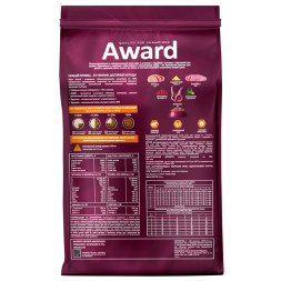 AWARD сухой корм для щенков мелких и миниатюрных пород от 1 месяца, беременных и кормящих сук, с ягненком, индейкой, брокколи и брусникой - 1,5 кг