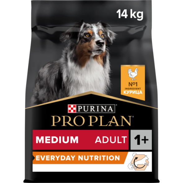 Сухой корм PRO PLAN® для взрослых собак средних пород, с высоким содержанием курицы 14 кг
