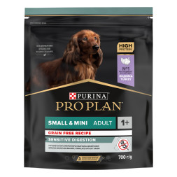 Purina Pro Plan Optidigest Grain Free сухой беззерновой корм для взрослых собак мелких пород с чувствительным пищеварением с индейкой - 700 г