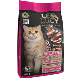 LEO&amp;amp;LUCY cухой холистик корм для взрослых стерилизованных кошек мясное ассорти - 400 г