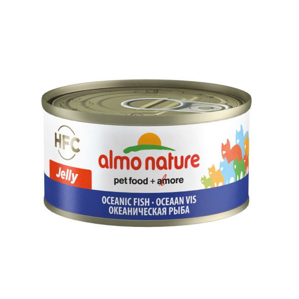 Almo Nature HFC Jelly Oceanic Fish консервированный корм для взрослых кошек с цельными кусочками океанической рыбы, в бульоне - 70 г х 24 шт