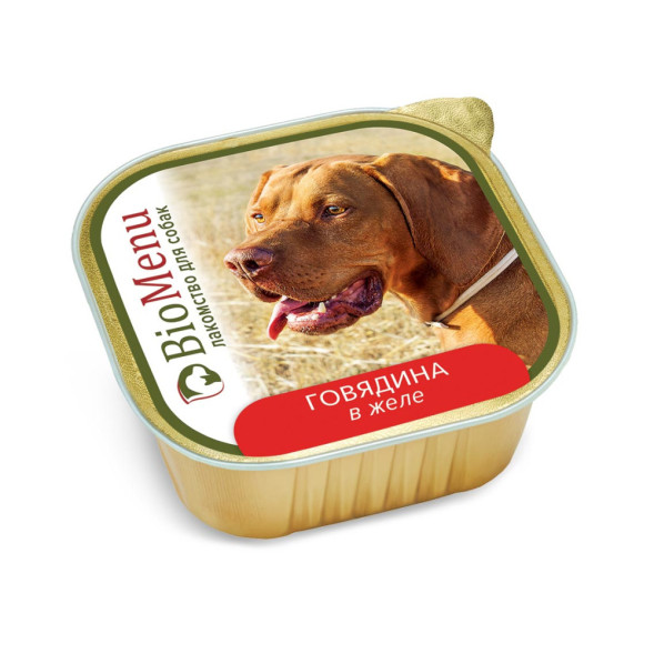 BioMenu Лакомство влажный корм для взрослых собак с говядиной в желе, в ламистерах  - 300 г х 10 шт