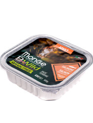 Monge Cat BWild Grain Free влажный беззерновой корм для взрослых кошек с лососем и овощами в ламистерах 100 г (32 шт в уп)