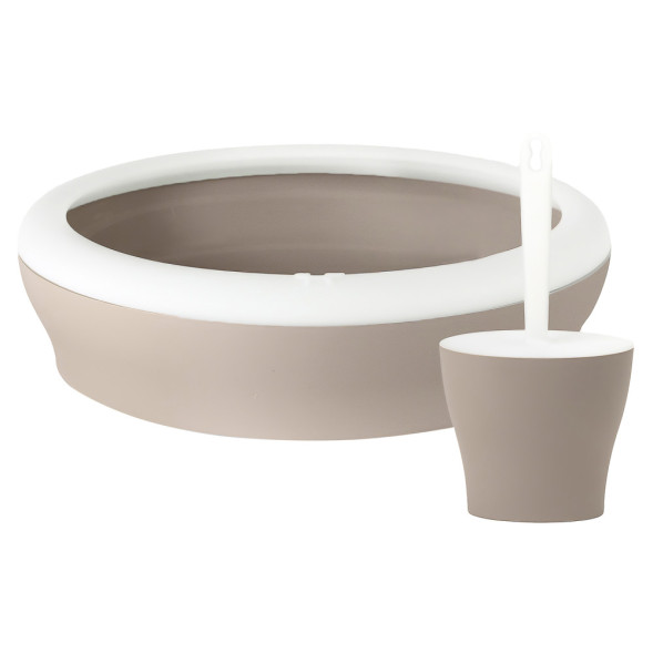 United Pets Vicci-Cat туалет-лоток с совком+подставкой в комплекте, 53х40х16/13х10х26, серо-коричневый