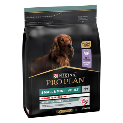 Purina Pro Plan Optidigest Grain Free сухой беззерновой корм для взрослых собак мелких пород с чувствительным пищеварением с индейкой - 2,5 кг