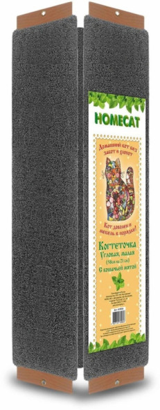 HOMECAT Венге когтеточка с кошачьей мятой угловая малая, 58х21 см