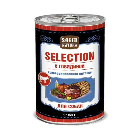 Solid Natura Selection Говядина влажный корм для собак в жестяной банке 970 г х 6 шт