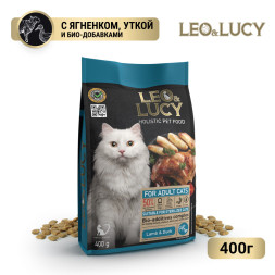 LEO&amp;amp;LUCY сухой холистик корм для взрослых стерилизованных кошек с ягненком и уткой - 400 г