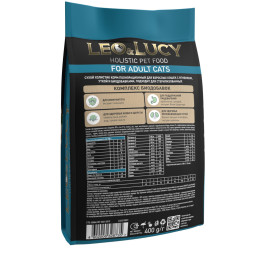LEO&amp;amp;LUCY сухой холистик корм для взрослых стерилизованных кошек с ягненком и уткой - 400 г