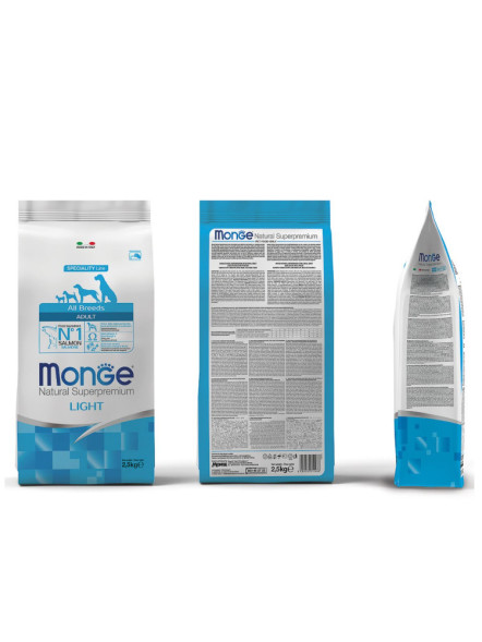 Monge Dog Speciality Light сухой корм для взрослых собак всех пород при избыточном весе с лососем и рисом 2,5 кг