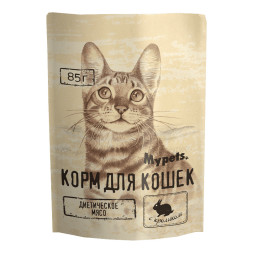 Mypets влажный корм для взрослых кошек с кроликом, в паучах - 85 г х 28 шт