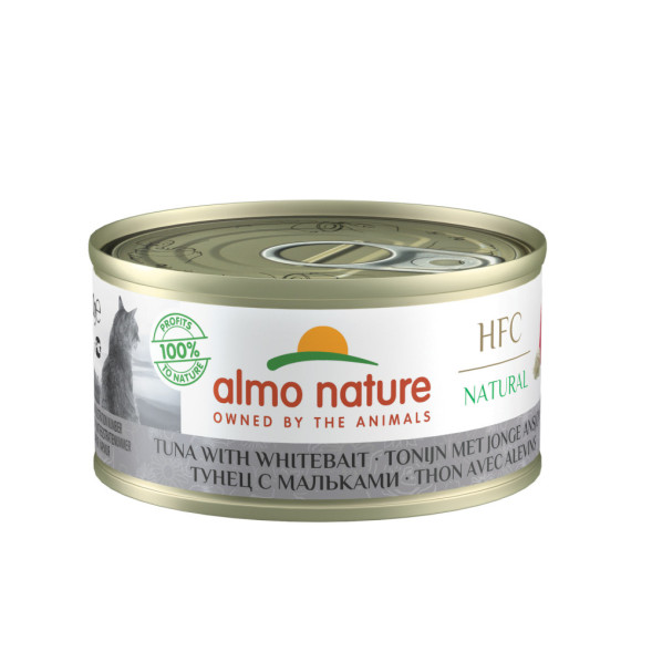 Almo Nature HFC Natural Tuna with Whitebait консервы для взрослых кошек с тунцом и мальками, в бульоне - 70 г х 24 шт