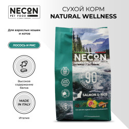 Necon Natural Wellness Salmon &amp;amp; Rice сухой корм для взрослых кошек с лососем и рисом - 1,5 кг