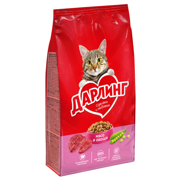Дарлинг сухой корм для взрослых кошек с мясом и овощами - 760 г