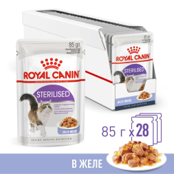 Royal Canin Sterilised влажный корм стерилизованных кошек кусочки в желе, в паучах - 85 г х 28 шт